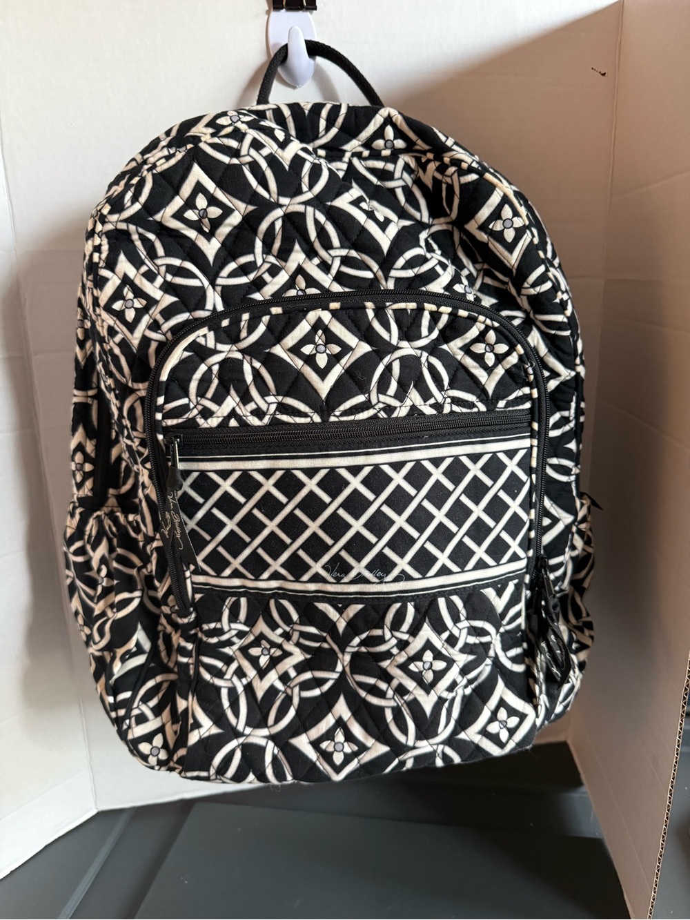 Vera Bradley Black and White Patterned Quilted Backpack